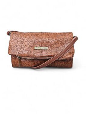 Frye and Co Embossed Boho Vegan Leather Crossbody Convertible Shoulder Bag